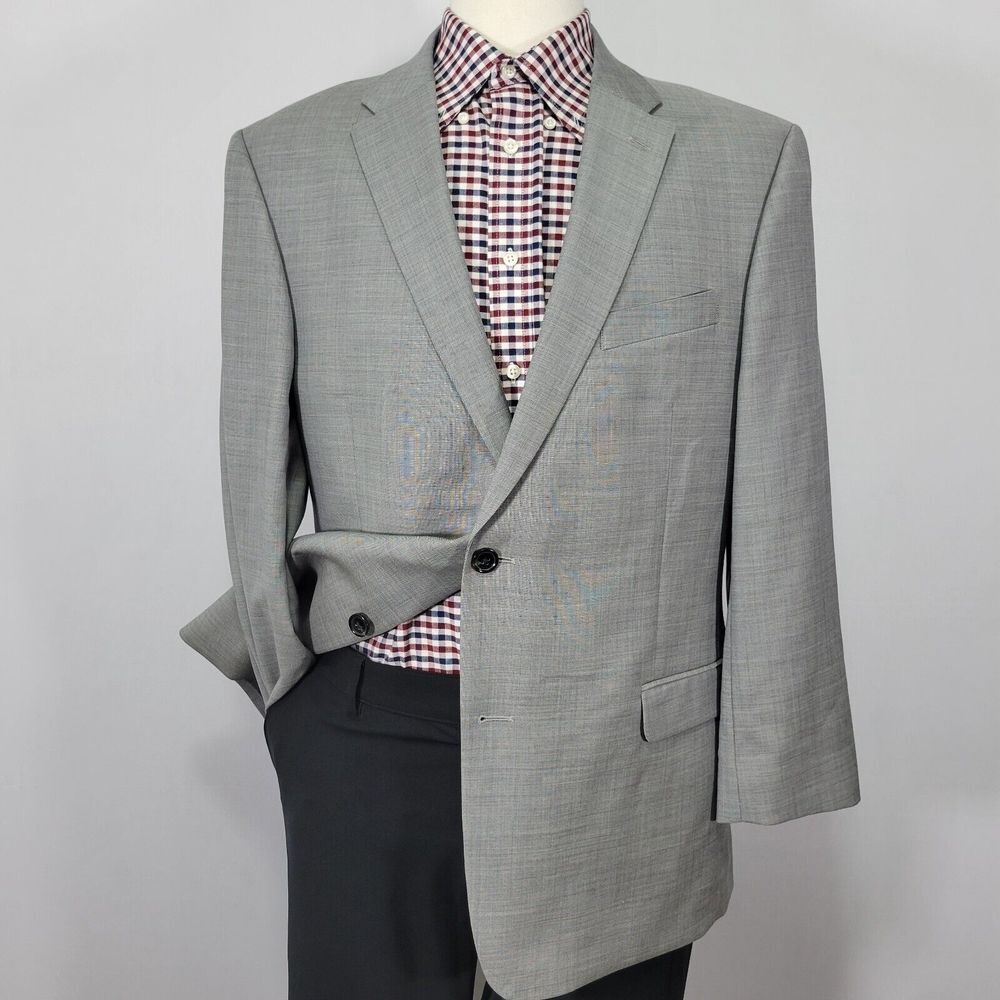Tommy Hilfiger Men's Sport Coat Blazer Two Button Gray Shark Skin Wool‎ Size 44R